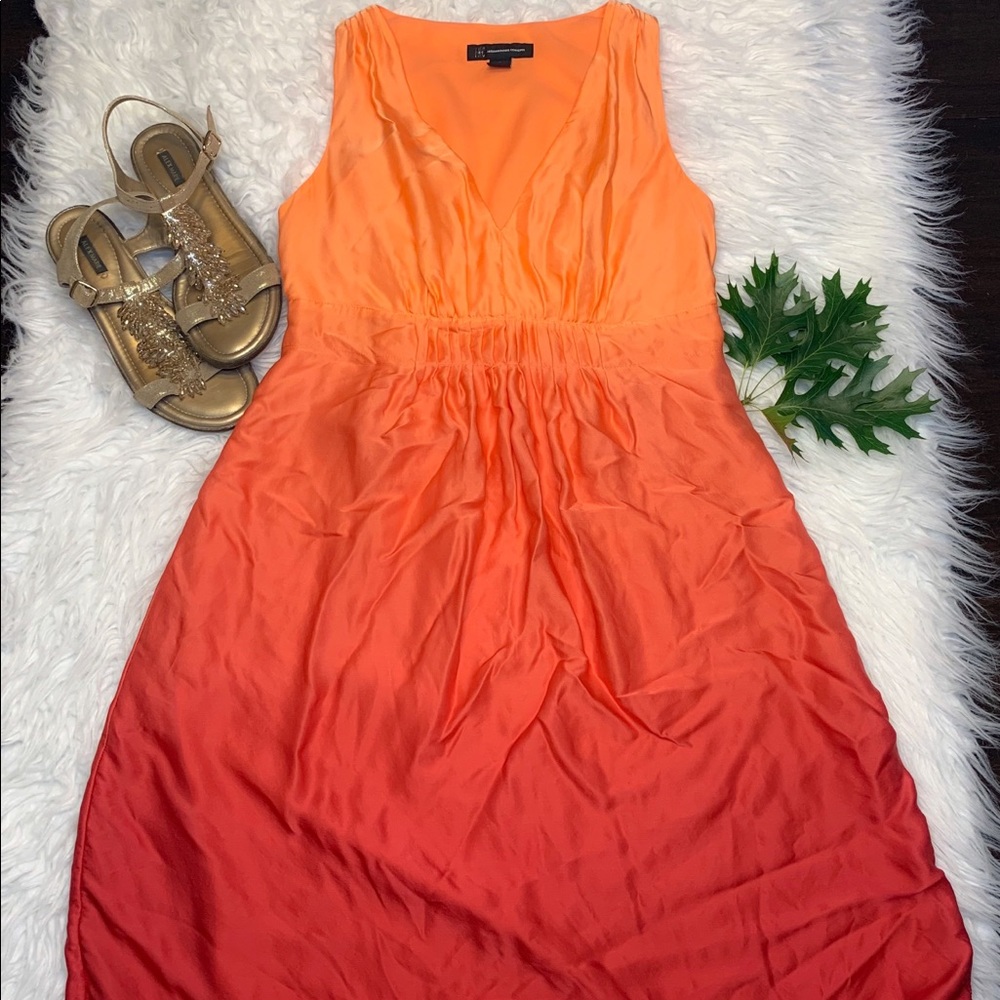 Inc International Concept Orange/Pink Silk Dress 2 View 3